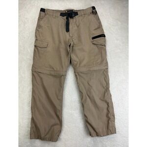 BC Clothing Convertible Cargo Pants Mens XLx30 Tan Stretch Utility Pocket Belted